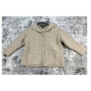 Vtg Inis Crafts Womens Small Cardigan Sweater 90s Aran Cable Knit  Cottagecore
